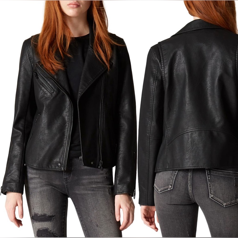 Women’s Black Faux Leather Moto Jacket